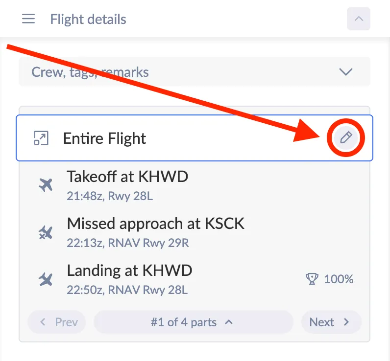 Flight Details Amendments for the Entire Flight