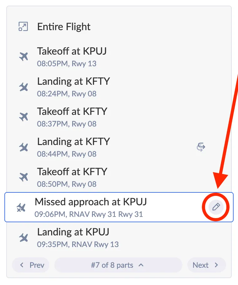 Flight details editing