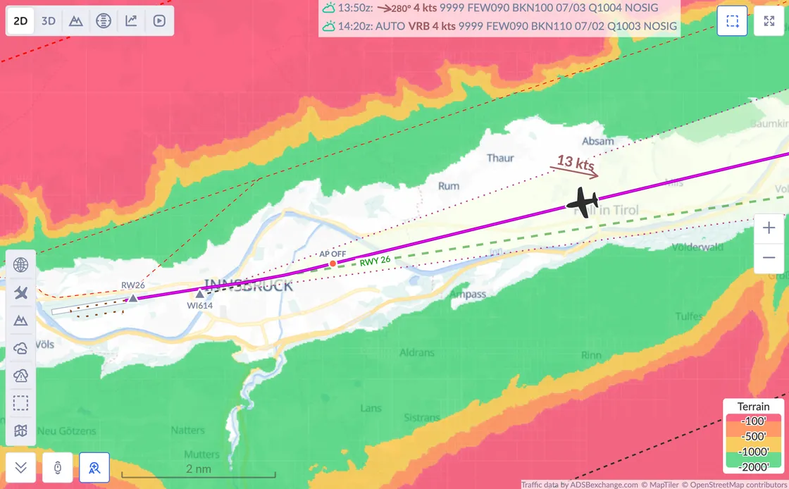 Relative terrain layer on map