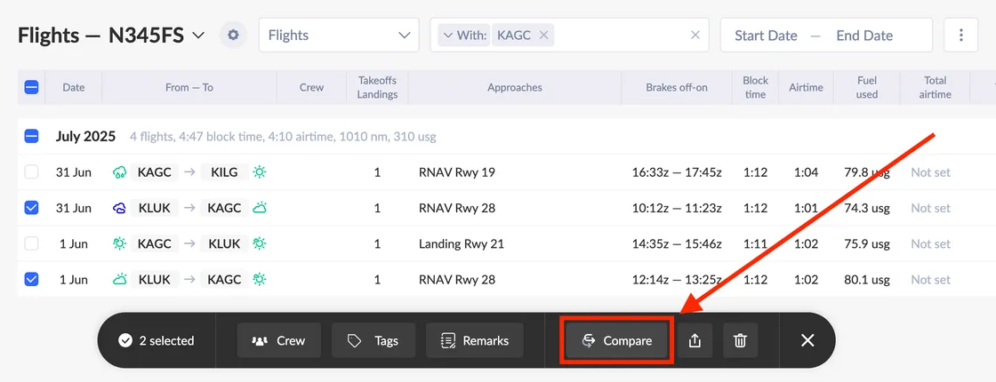 Flight comparison
