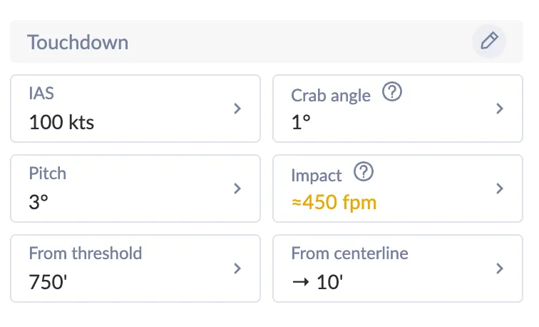 Touchdown impact via vertical speed
