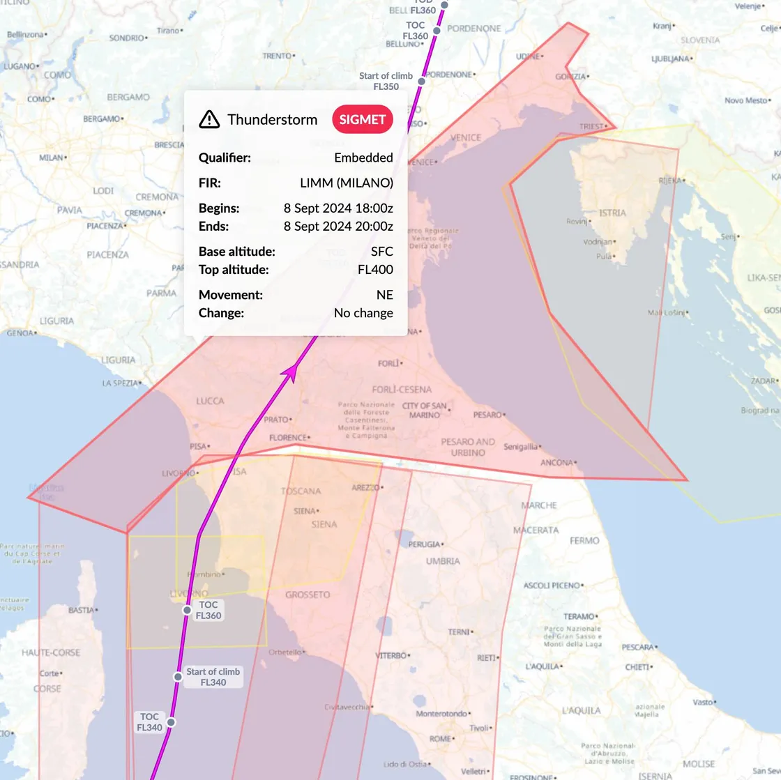 SIGMET and AIRMET support in 2D map