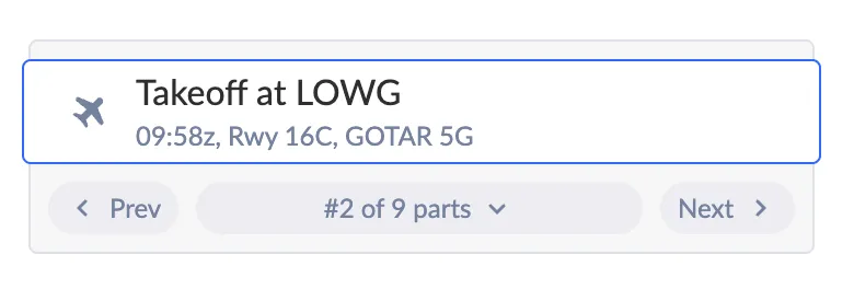Collapsable flight part selector