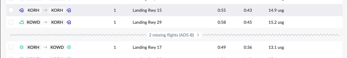 Detect and load missing flights via ADS-B data to fill eventual gaps in your flight list